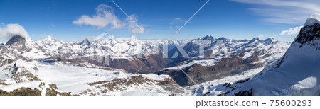 Panoramic View from Klein Matterhorn in the Swiss Alps 75600293