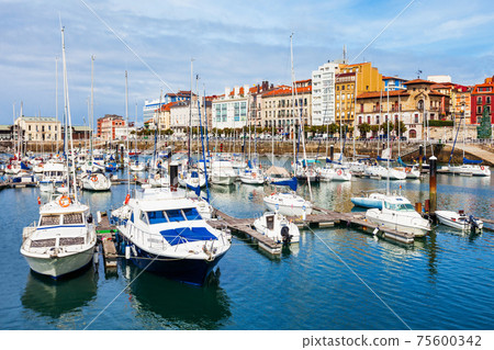 Gijon city marina in Asturias, Spain 75600342