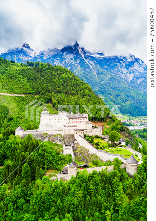 Hohenwerfen Castle aerial view 75600432