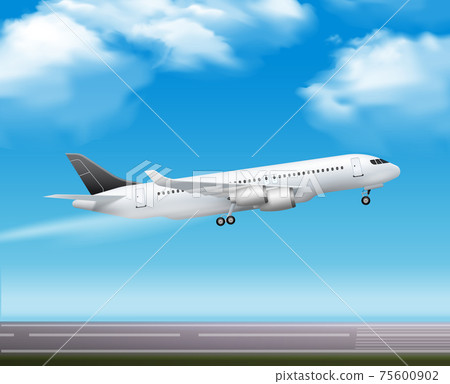Passenger Airliner Takeoff  Realistic Poster 75600902