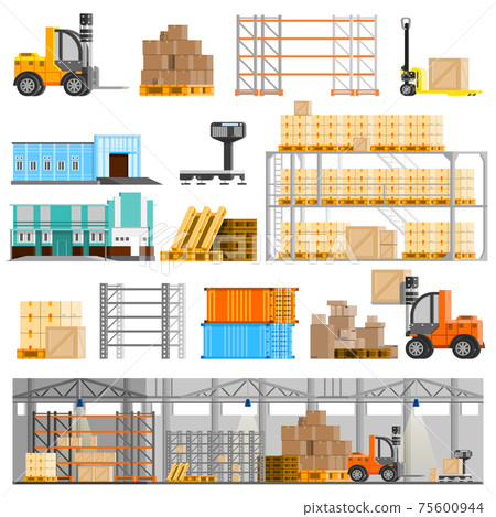 Warehouse Icons Set 75600944