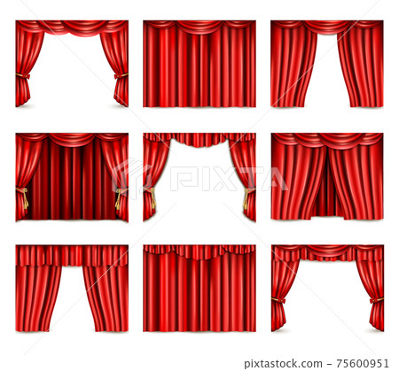 Theatre Curtain Icons Set Theatre Curtain Icons Set 75600951