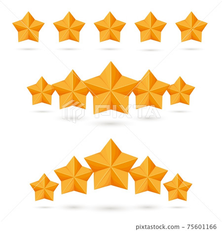 Gold five-pointed star cartoon game design or app review set Gold five-pointed star cartoon game design or app review set 75601166