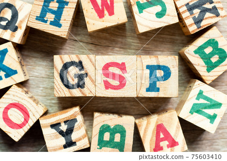 Alphabet letter block in word GSP (Abbreviation of Good Storage Practice or Generalized System of Preferences or Gross State Product) with another on wood background Alphabet letter block in word GSP (Abbreviation of Good Storage Practice or Generalized System of Preferences or Gross State Product) with another on wood background 75603410