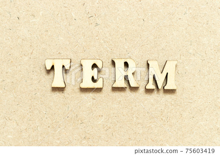 Alphabet letter in word term on wood background 75603419