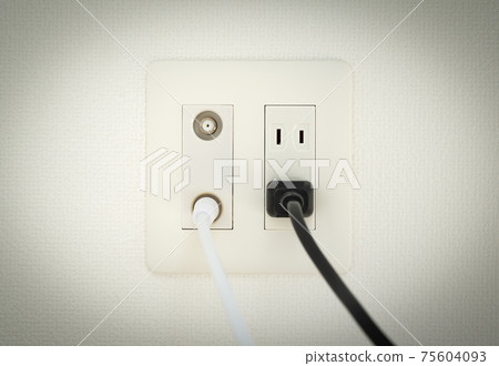 Antenna terminal and outlet Power cable Multi-outlet on the wall TV antenna terminal and outlet hole 75604093