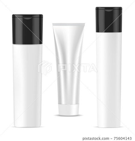 Shampoo bottle, cream tube cosmetic package mockup Shampoo bottle, cream tube cosmetic package mockup 75604143