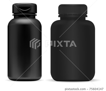 Black pill bottle mockup. Supplement jar mock up 75604147