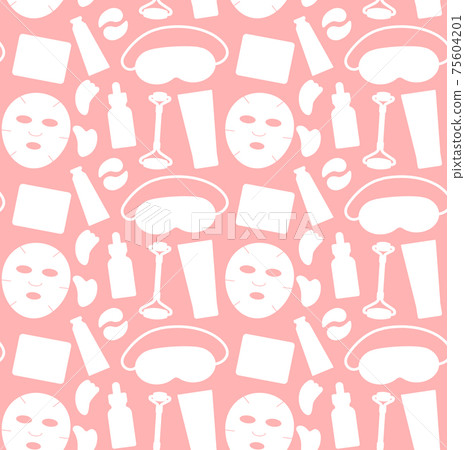 Vector seamless pattern of white flat cosmetic 75604201