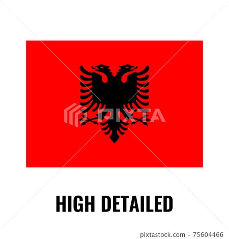High detailed flag of Albania. Flat and solid color vector illustration. 75604466