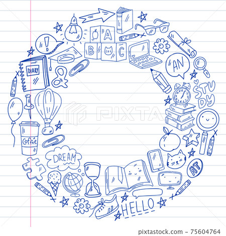 Concept of learning English. Flat design, vector pattern. English courses. 75604764