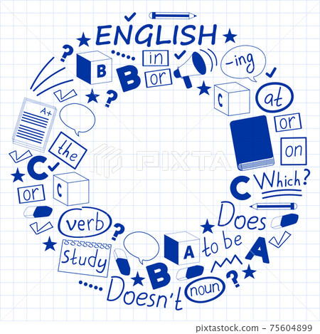 Concept of learning English. Flat design, vector pattern. English courses. Concept of learning English. Flat design, vector pattern. English courses. 75604899
