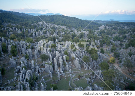 Top view of mountains rock formations. Top view of mountains rock formations. 75604949