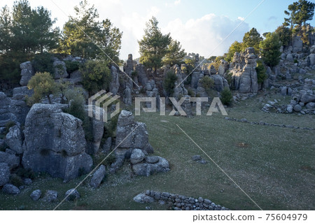 Nature landscape with gray rock formations. 75604979