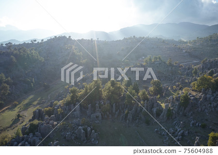 Top view to valley with beautiful geological formations. Top view to valley with beautiful geological formations. 75604988