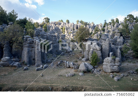 Landscape with picturesque rock formations. 75605002