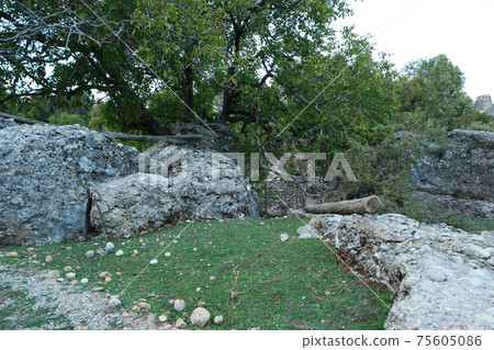 Nature landscape with gray rocky stones. 75605086