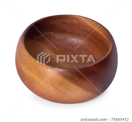 wooden bowl isolated on a white background 75605472
