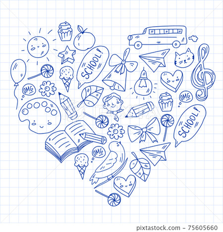 Education icons set. School and colledge. Creativity and imagination. 75605660