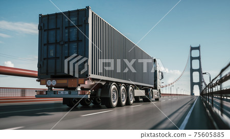 Delivery by truck. 3d illustration Delivery by truck. 3d illustration 75605885