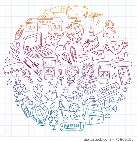 School and children. Creativity and imagination. Kids education. Back to school. School and children. Creativity and imagination. Kids education. Back to school. 75606193