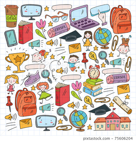 Back to school vector pattern. Online internet education. 75606204