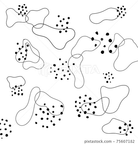 Doodle abstract wave line art background presentation template black and white simple style 75607182