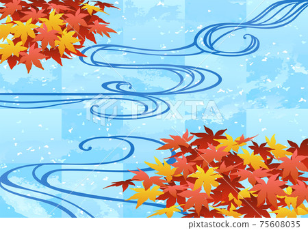 Decorative background-autumn leaves and running water 75608035