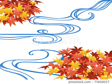 裝飾背景秋天的葉子和流水 75608037