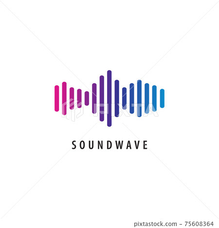 Colorful audio signal vector illustration. Logo design template. Blue violet magenta gradation color. Isolated on white background 75608364