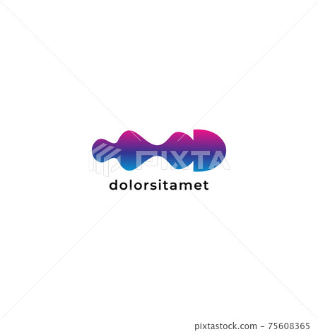 colorful pulse vector illustration isolated on white background. logo design template. Blue violet magenta gradation color. 75608365