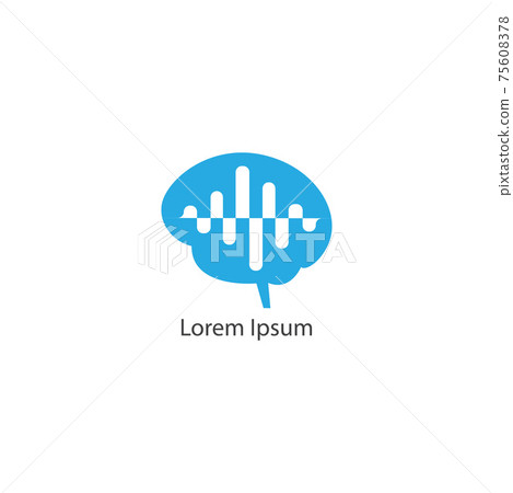 Mind Power, Mind Wave logo design template. Blue brain with pulse signal wave logo concept. isolated on white background 75608378