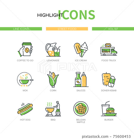 Street food - line design style icons set 75608453