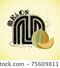 The letter M and Melon on a bright abstract background 75609811