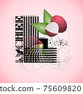 The letter L and Lychee on a bright abstract background 75609820