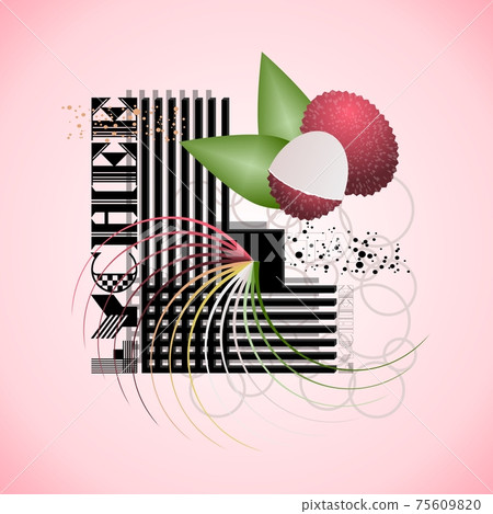 The letter L and Lychee on a bright abstract background 75609820