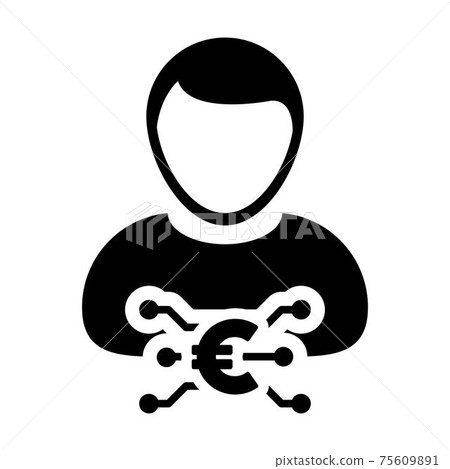Digital euro currency icon vector symbol with male user person profile avatar for digital currency in a glyph pictogram illustration Digital euro currency icon vector symbol with male user person profile avatar for digital currency in a glyph pictogram illustration 75609891