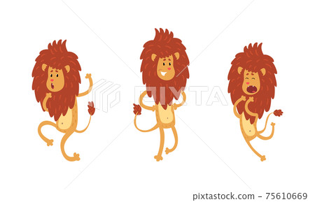 Cute Lion Humanized Character in Different Actions Set, Funny African Animal in Various Poses Cartoon Vector Illustration Cute Lion Humanized Character in Different Actions Set, Funny African Animal in Various Poses Cartoon Vector Illustration 75610669