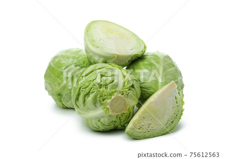 Fresh green cabbage isolated on white background 75612563