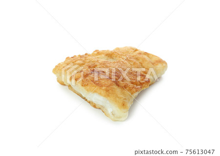 Tasty fried fish isolated on white background 75613047