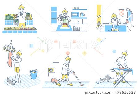 Person set doing housework Male illustration Person set doing housework Male illustration 75613528