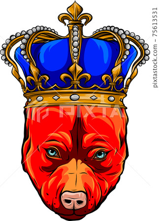 head of dog with gold crown vector illustration head of dog with gold crown vector illustration 75613531