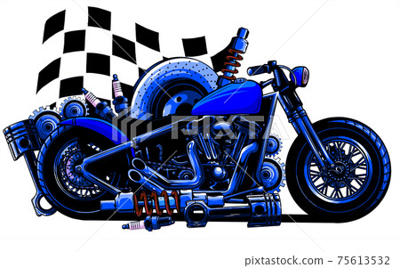 Vector Motorcycle with Spares and race flag Vector Motorcycle with Spares and race flag 75613532