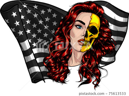 Beautiful Woman with American Flag vector illustration Beautiful Woman with American Flag vector illustration 75613533