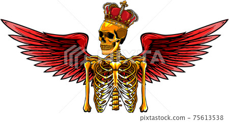 vector angel skeleton with wing and crown vector angel skeleton with wing and crown 75613538
