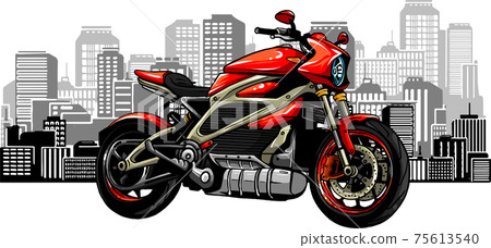 city landscape with fast motorbike vector illustration city landscape with fast motorbike vector illustration 75613540