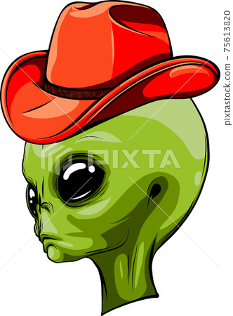 head of alien grey with hat vector illustration... - Stock Illustration ...