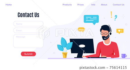 Contact Us web page design template in flat style 75614115