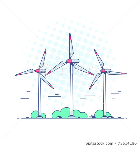 Wind Turbines On White Background Vector... - Stock Illustration ...