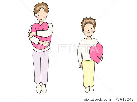 有心臟坐墊的一個男孩 有心臟坐墊的一個男孩 75615242